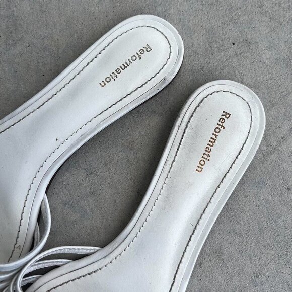 Reformation Sandals White Leather Strappy Sandals 6.5 - Picture 3 of 5